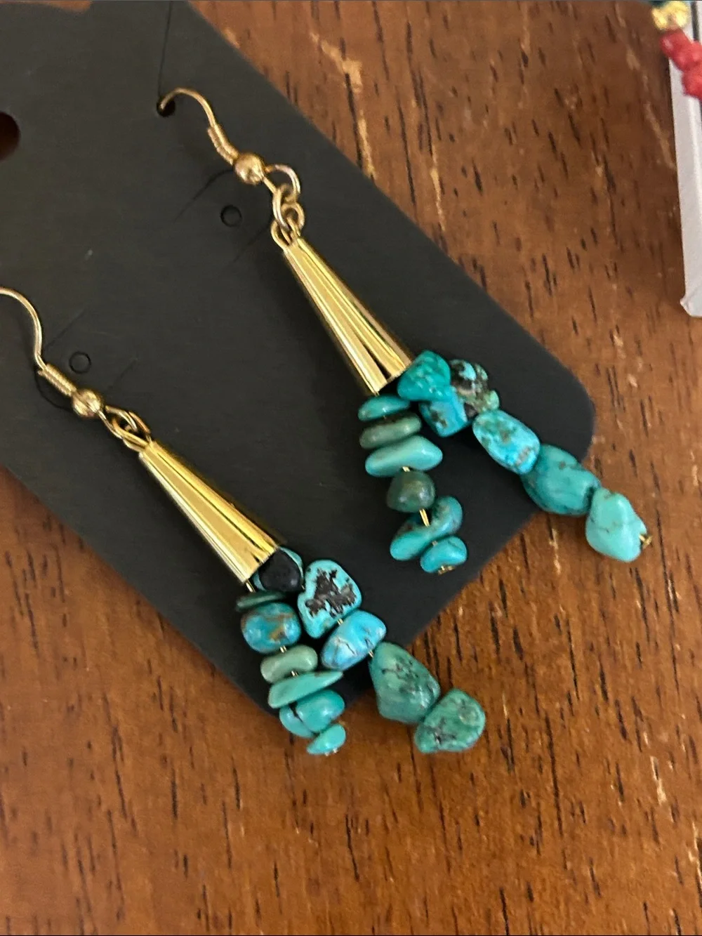 Lee Sands Turquoise Bead Necklace.Turquoise & Red! Nugget turquoise earrings.